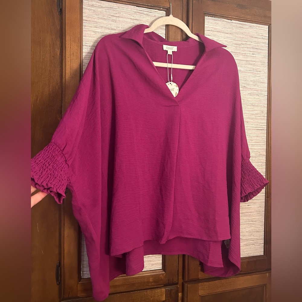 NEW ODDY COLLARED V-NECK BLOUSE